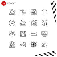 paquete de líneas de vectores editables de 16 contornos simples de elementos de diseño de vectores editables de selección de planeta digital de star wars de emergencia