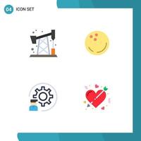 Set of 4 Vector Flat Icons on Grid for pollution development ball strike programmer Editable Vector Design Elements