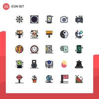 Modern Set of 25 Filled line Flat Colors and symbols such as camera picture toilet image smart phone Editable Vector Design Elements