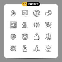 16 iconos creativos signos y símbolos modernos de diseño de herramientas educación guante protector elementos de diseño vectorial editables vector