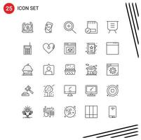 User Interface Pack of 25 Basic Lines of performance delete zoom board devices Editable Vector Design Elements