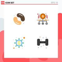 Set of 4 Commercial Flat Icons pack for candy product sweets magnifying optimization Editable Vector Design Elements