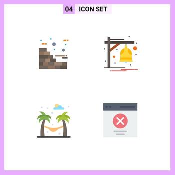 4 iconos planos universales establecidos para aplicaciones web y móviles ladrillos jardín alarma tren error elementos de diseño vectorial editables vector