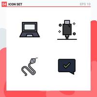 4 Thematic Vector Filledline Flat Colors and Editable Symbols of computers equipment hardware devices cobra Editable Vector Design Elements