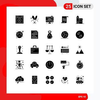 conjunto de 25 iconos modernos de la interfaz de usuario signos de símbolos para la construcción de la iglesia elementos de diseño vectorial editables del archivo de grecia de la computadora vector