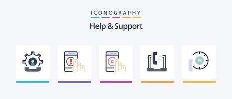 Help And Support Flat 5 Icon Pack Including help. communication. help. support. help. Creative Icons Design vector