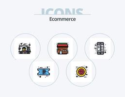 Ecommerce Line Filled Icon Pack 5 Icon Design. shipping. delivery. ecommerce. ticket. ecommerce vector