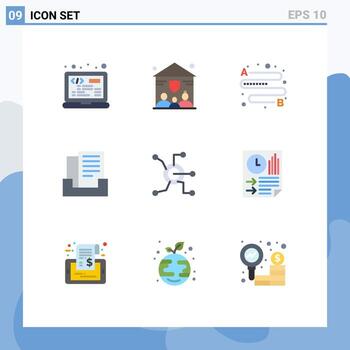 Set of 9 Vector Flat Colors on Grid for connect worldwide travel network box Editable Vector Design Elements