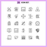Set of 25 Modern UI Icons Symbols Signs for man card frame fathers day dad Editable Vector Design Elements