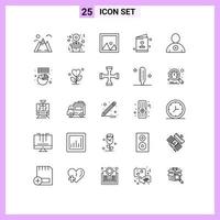 conjunto de 25 iconos de interfaz de usuario modernos símbolos signos para el marco de la tarjeta del hombre elementos de diseño vectorial editables del día del padre papá vector