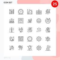 25 User Interface Line Pack of modern Signs and Symbols of employee mask spa facial money Editable Vector Design Elements