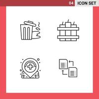 4 Creative Icons Modern Signs and Symbols of environment location trash timer data Editable Vector Design Elements