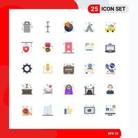 25 Universal Flat Colors Set for Web and Mobile Applications bus car pie camping camp Editable Vector Design Elements