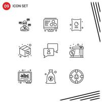 Set of 9 Modern UI Icons Symbols Signs for man chatting food print goods Editable Vector Design Elements