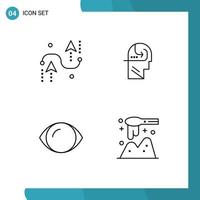 Line Pack of 4 Universal Symbols of coding eye development skill human Editable Vector Design Elements