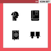 Mobile Interface Solid Glyph Set of 4 Pictograms of borrowing ideas support habit contact flower Editable Vector Design Elements