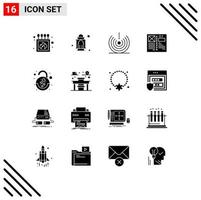 User Interface Pack of 16 Basic Solid Glyphs of grid browser pray blog signal Editable Vector Design Elements