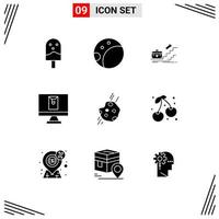 Mobile Interface Solid Glyph Set of 9 Pictograms of astronomy letter career envelope success Editable Vector Design Elements