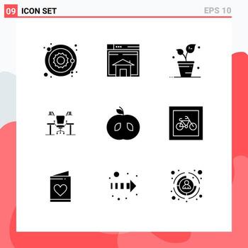 9 glifos sólidos vectoriales temáticos y símbolos editables de elementos de diseño vectorial editables de resorte de tabla de página de negocio de computadoras vector