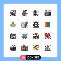 Set of 16 Modern UI Icons Symbols Signs for gang medical relaxation heart beat scanner Editable Creative Vector Design Elements