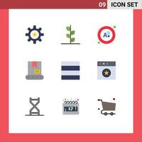 Mobile Interface Flat Color Set of 9 Pictograms of app grid tree crane bulldozer Editable Vector Design Elements