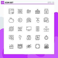 Group of 25 Modern Lines Set for medical things charge of gadgets Editable Vector Design Elements