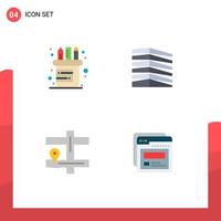 Group of 4 Flat Icons Signs and Symbols for office navigation building real page Editable Vector Design Elements