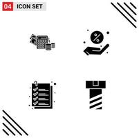 conjunto de 4 iconos de interfaz de usuario modernos símbolos signos para lista de dinero saldo compras perno elementos de diseño vectorial editables vector