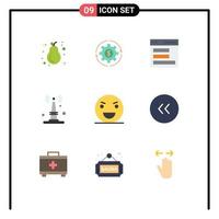 Set of 9 Vector Flat Colors on Grid for iot user make interface communication Editable Vector Design Elements