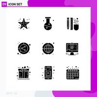 9 Thematic Vector Solid Glyphs and Editable Symbols of data analysis experiment scale pen Editable Vector Design Elements