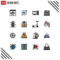 Stock Vector Icon Pack of 16 Line Signs and Symbols for memory card computer file laptop Editable Creative Vector Design Elements