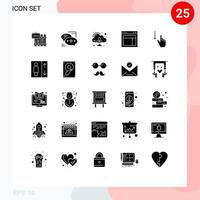 25 User Interface Solid Glyph Pack of modern Signs and Symbols of site design callout cloud zero Editable Vector Design Elements