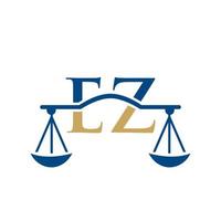 Letter EZ Law Firm Logo Design For Lawyer, Justice, Law Attorney, Legal, Lawyer Service, Law Office, Scale, Law firm, Attorney Corporate Business vector