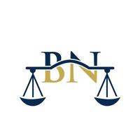 Letter BN Law Firm Logo Design For Lawyer, Justice, Law Attorney, Legal, Lawyer Service, Law Office, Scale, Law firm, Attorney Corporate Business vector