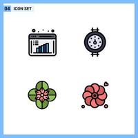 Stock Vector Icon Pack of 4 Line Signs and Symbols for business report flower data evaluation pipe flower Editable Vector Design Elements