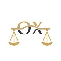 Letter OX Law Firm Logo Design For Lawyer, Justice, Law Attorney, Legal, Lawyer Service, Law Office, Scale, Law firm, Attorney Corporate Business vector
