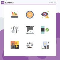 Set of 9 Modern UI Icons Symbols Signs for design cartridge cyber palette kitchen Editable Vector Design Elements