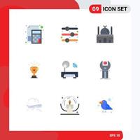 9 User Interface Flat Color Pack of modern Signs and Symbols of business achievement toggle switch trophy muslim Editable Vector Design Elements