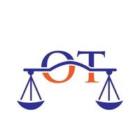 Letter OT Law Firm Logo Design For Lawyer, Justice, Law Attorney, Legal, Lawyer Service, Law Office, Scale, Law firm, Attorney Corporate Business vector