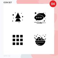 4 User Interface Solid Glyph Pack of modern Signs and Symbols of arrow grid direction message squares Editable Vector Design Elements