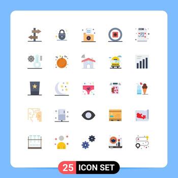 paquete de líneas vectoriales editables de 25 colores planos simples de elementos de diseño vectorial editables de caja de auge de fiesta de archivo de sonido cifrado vector