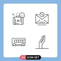 4 Creative Icons Modern Signs and Symbols of bag transport beach mail alms Editable Vector Design Elements