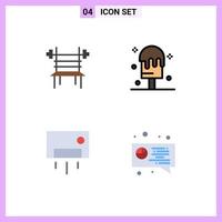 Mobile Interface Flat Icon Set of 4 Pictograms of balance appliances gym ice home ware Editable Vector Design Elements