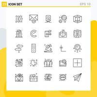 Mobile Interface Line Set of 25 Pictograms of living tool computing graphic planets Editable Vector Design Elements