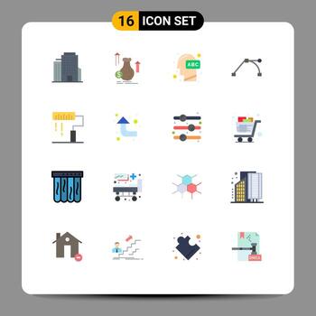 Paquete de 16 colores planos de interfaz de usuario de signos y símbolos modernos de ruta de educación de punto de diseño paquete editable de aprendizaje de elementos de diseño de vectores creativos