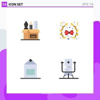 Mobile Interface Flat Icon Set of 4 Pictograms of holder pack scale christmas biochip Editable Vector Design Elements