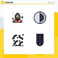 Universal Icon Symbols Group of 4 Modern Filledline Flat Colors of avatar rotten beautician structure worm Editable Vector Design Elements