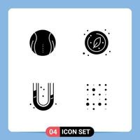 Pack of 4 Modern Solid Glyphs Signs and Symbols for Web Print Media such as ball pipes game research plumbing Editable Vector Design Elements