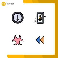 4 Filledline Flat Color concept for Websites Mobile and Apps arrow science mobile bio media Editable Vector Design Elements