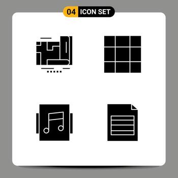 Modern Set of Solid Glyphs Pictograph of gps document navigation album table Editable Vector Design Elements